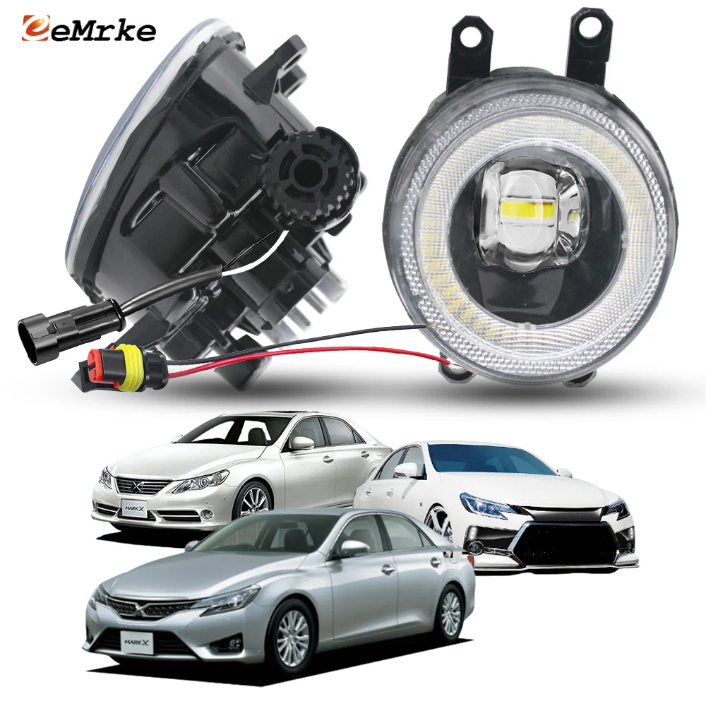 LED Angel Eye DRL Fog Light Assembly Accessories Driving Lamp 30W 1-Yr Warranty for Toyota Mark X / Mark X GR Sport 2010-2017