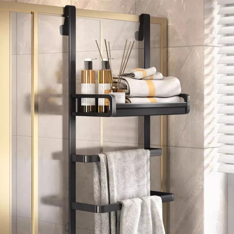 

Light Luxury Bathroom Towel Rack Without Punching Waterproof Stainless Steel Shower Room Multifunctional Storage Shelf