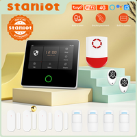 Staniot Home Security Alarm System 4G WiFi Wireless Tuya Smart Burglar Kit Built-in Siren Work with Alexa App Remote Control