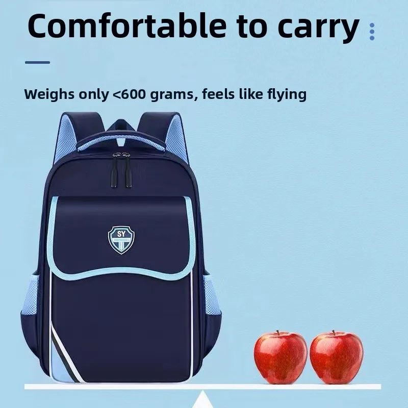 British Style Large Capacity Multi-layer Lightweight Spine Protection Full Opening Double Shoulder Bag for Primary School Gir...