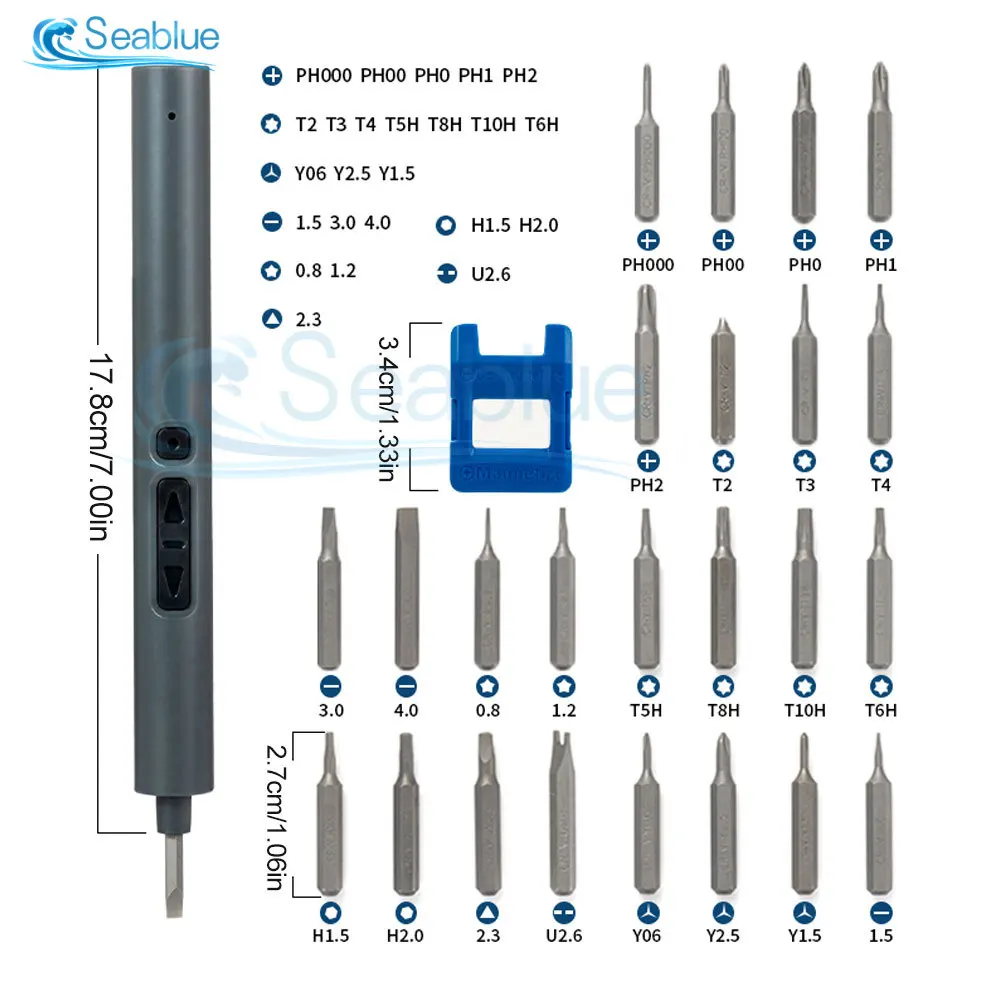 Mini Electric Screwdriver Rechargeable LED Light 28 in 1 Portable Knob Switch Durable Home Disassembly and Maintenance Set