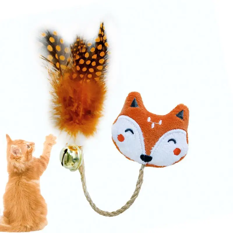 Cat Chew Toy Feather Bell Interactive Cat Toys Kitten Toys Plush Mint Cat Toy Soft Cat Pillow Catnip Chew Toys For Cat Playing