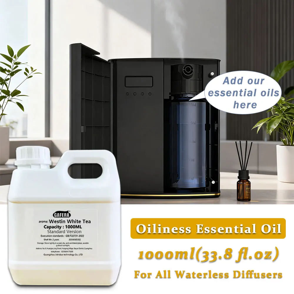 GAFERA 1000 ml (33,8 fl.oz) Aceite esencial de té blanco Westin - Para todos los difusores sin agua, difusor de hotel repone aceite de aromaterapia