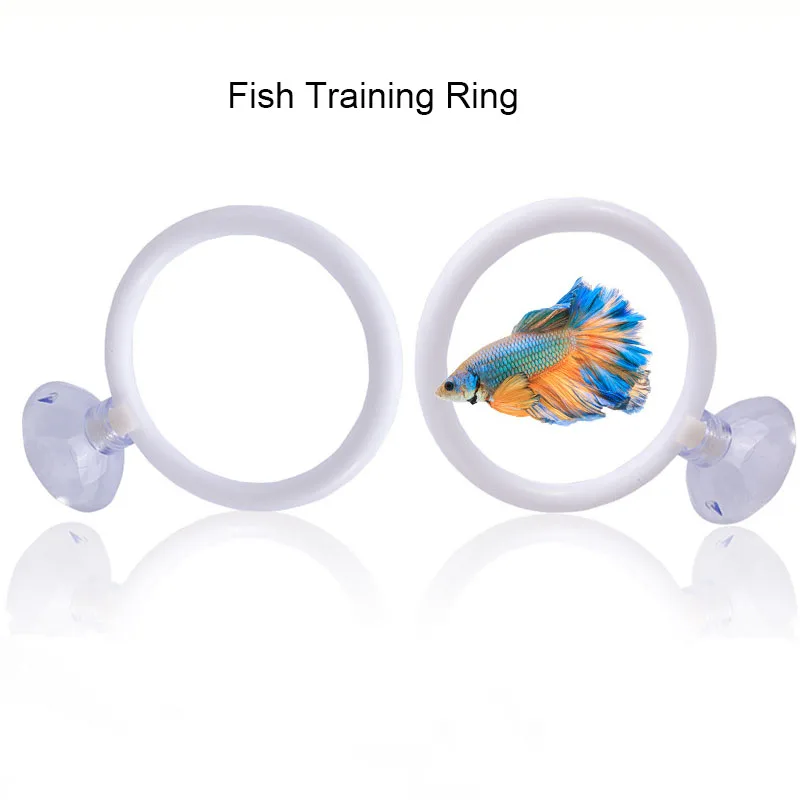 1pcs Plastic Fish Tank Aquarium Artificial Training Ring Hoop Set with Suction Cups Betta Fish Interactive Play Relax Hide Toy