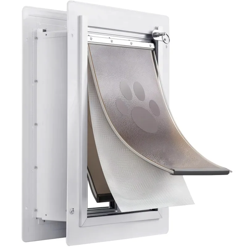 Large Aluminum Material Cat and Puppy Door Easy Installation Interior and Exterior Wall Pet Gate with  Sliding Door Panel