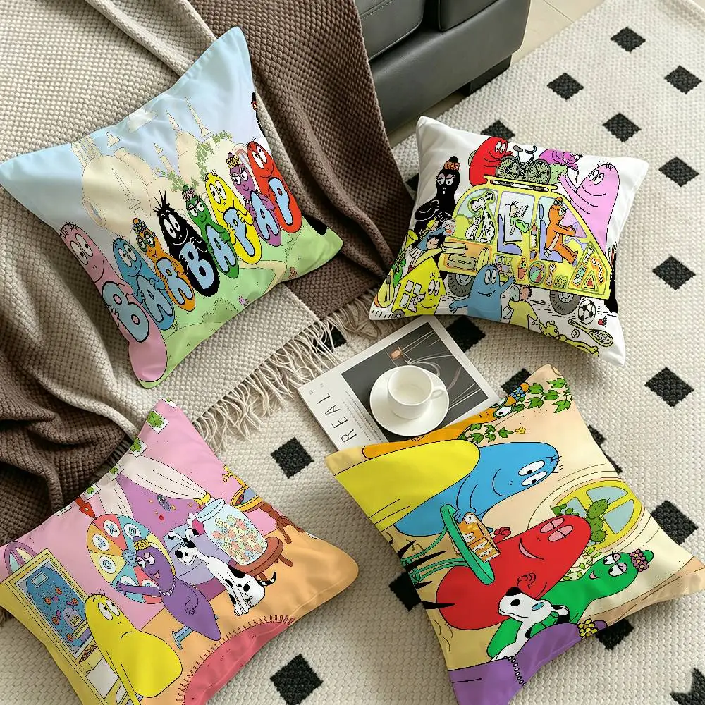 Les Barbapapa Cartoon Pillow Gifts Home Office Furnishings Bedroom Sofa Car Cushion Cover case 45x45cm