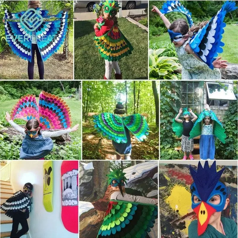 

Halloween Felt Wings Cape Children's Kindergarten Performance Bird Cloak Props Party Dress Up Special Appearance