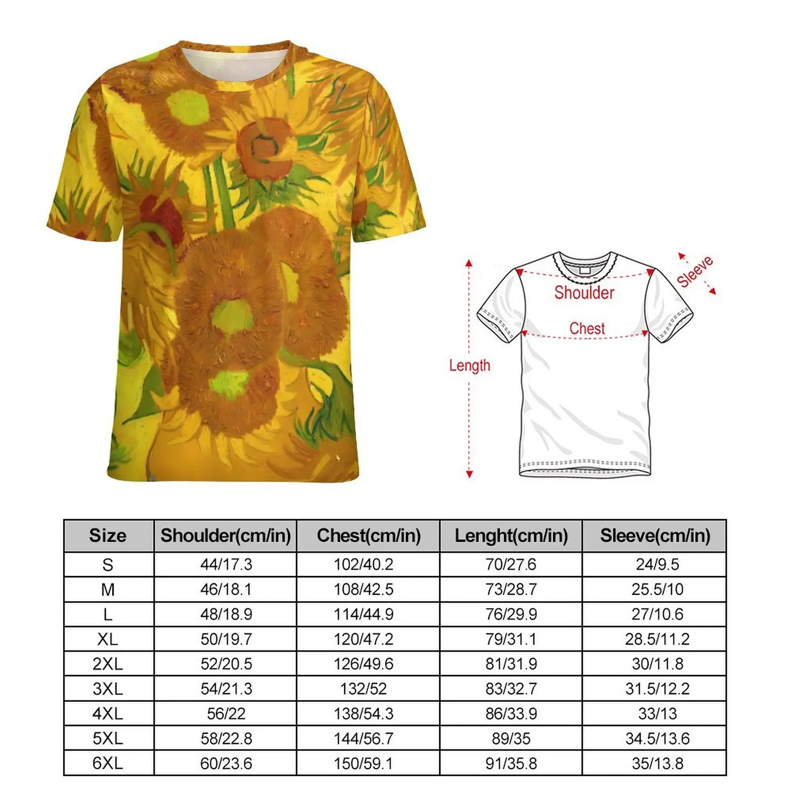 Couple Sunflowers In A Vase T Shirt Van Gogh Fine Art Trending T-Shirts Short Sleeve Design Tshirt Beach Funny Plus Size Clothes