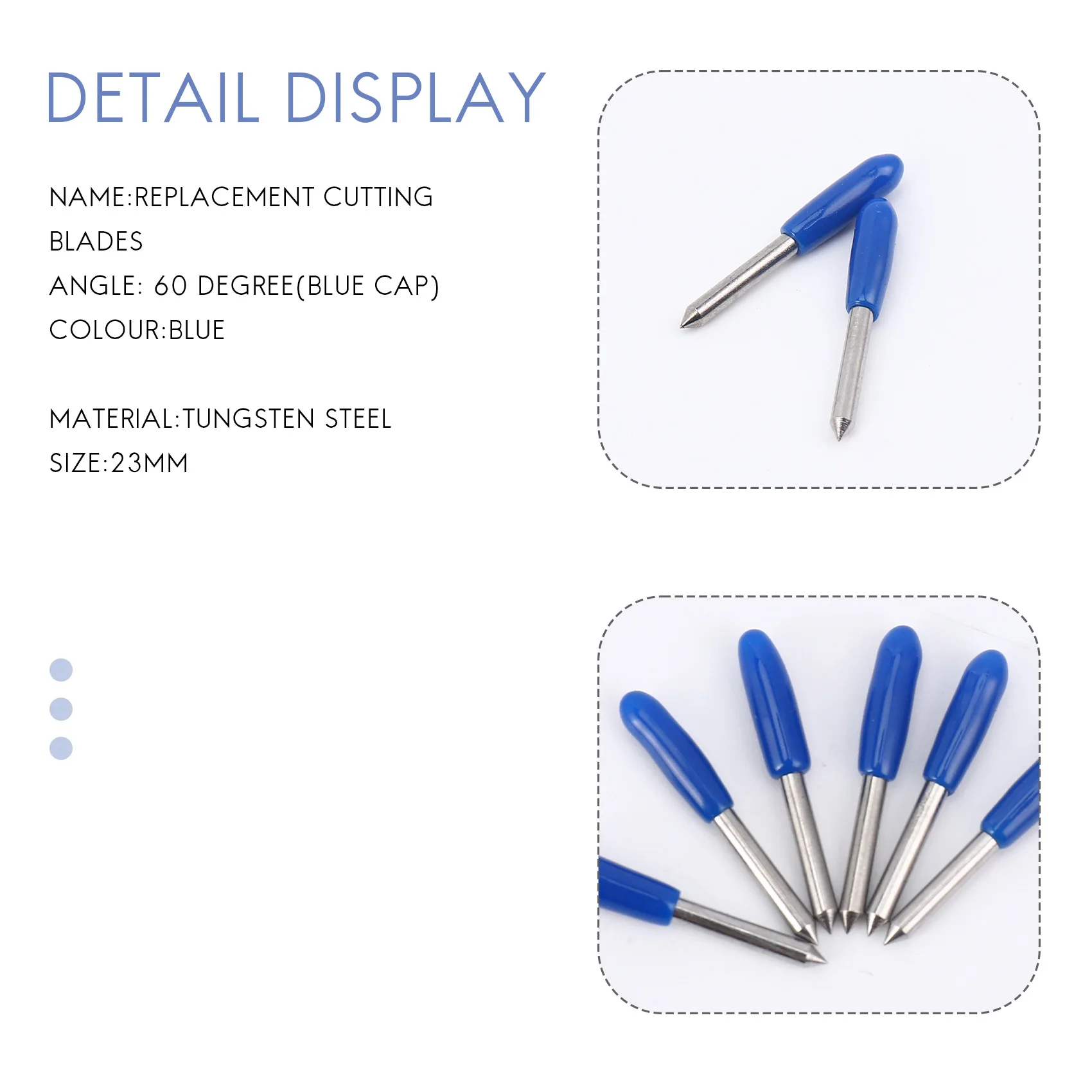 AA84 50 Uds cuchillas de corte profundo para Cricut Explore Air 2 Air Maker Expression tela de vinilo reemplazo de cuchillas de corte de 60 grados