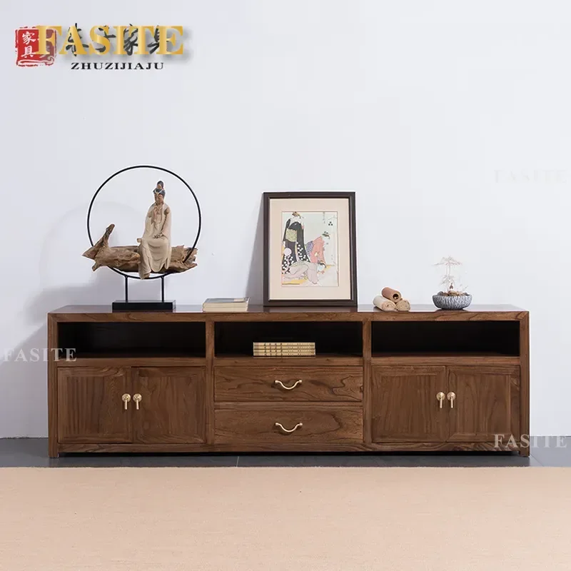 For Modern New Chinese Style TV Cabinet Classical Sideboard Storage Locker Living Room Furniture Solid Wood Finish Factory
