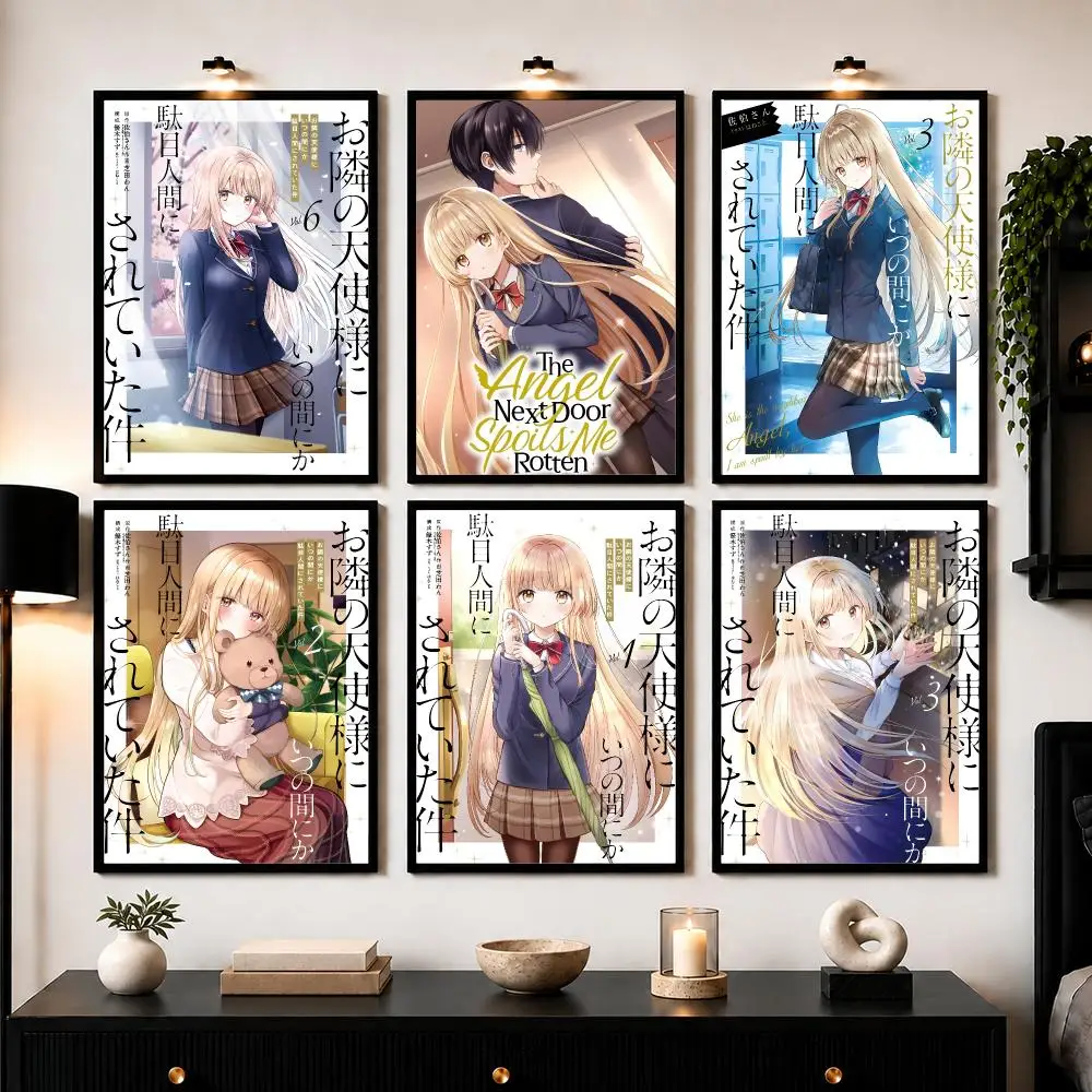 Anime T-The Angel Next Door Spoils Me Rotten Poster Wall Art Print Sticker for Bedroom Living Room Dorm Office Modern Home Decor