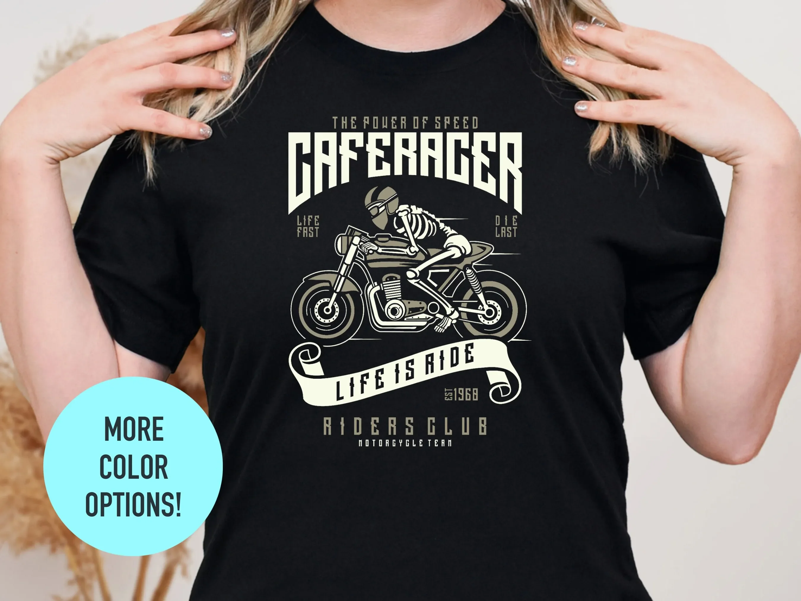 Caferacer Vintage T Shirt Comfort Colors Life Is A Ride Speed Racer Riders Club For Bikers