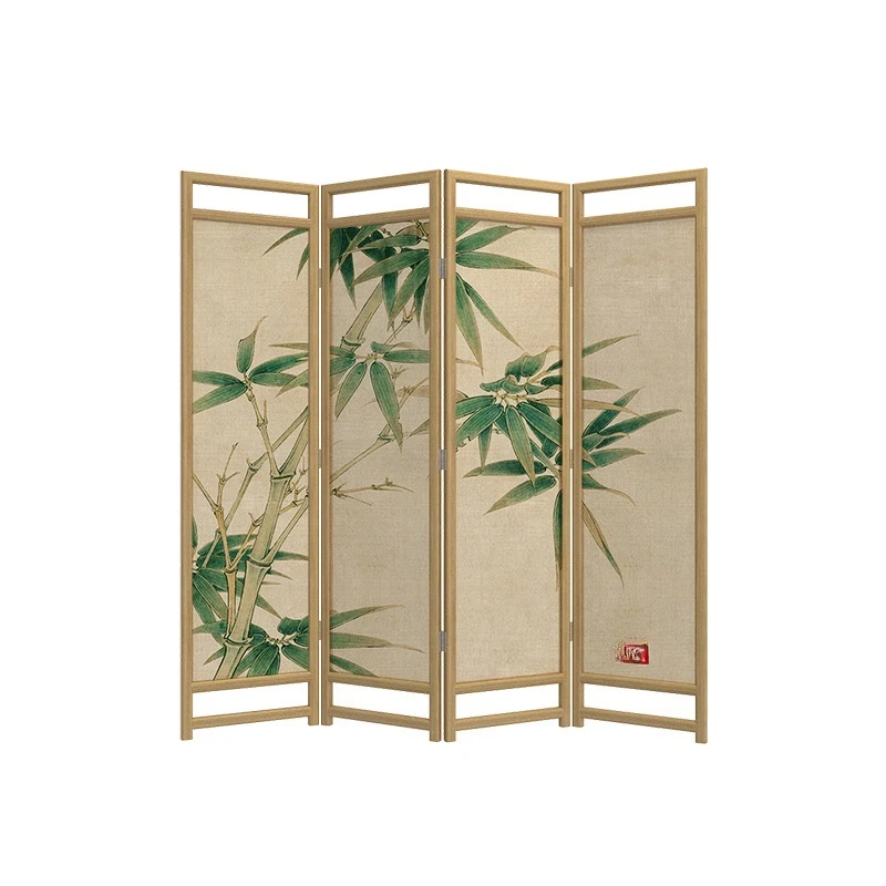 Modern simple bamboo leaf screen partitions the living room, blocking the bedside household foldable