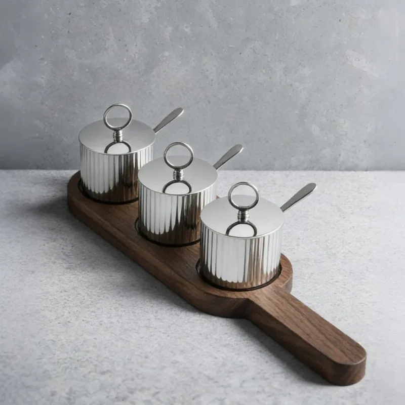 

Nordic Luxury Stainless Steel Seasoning Pot Home Kitchen High-grade Decorative Ornaments Creative and Practical Storage Bowls