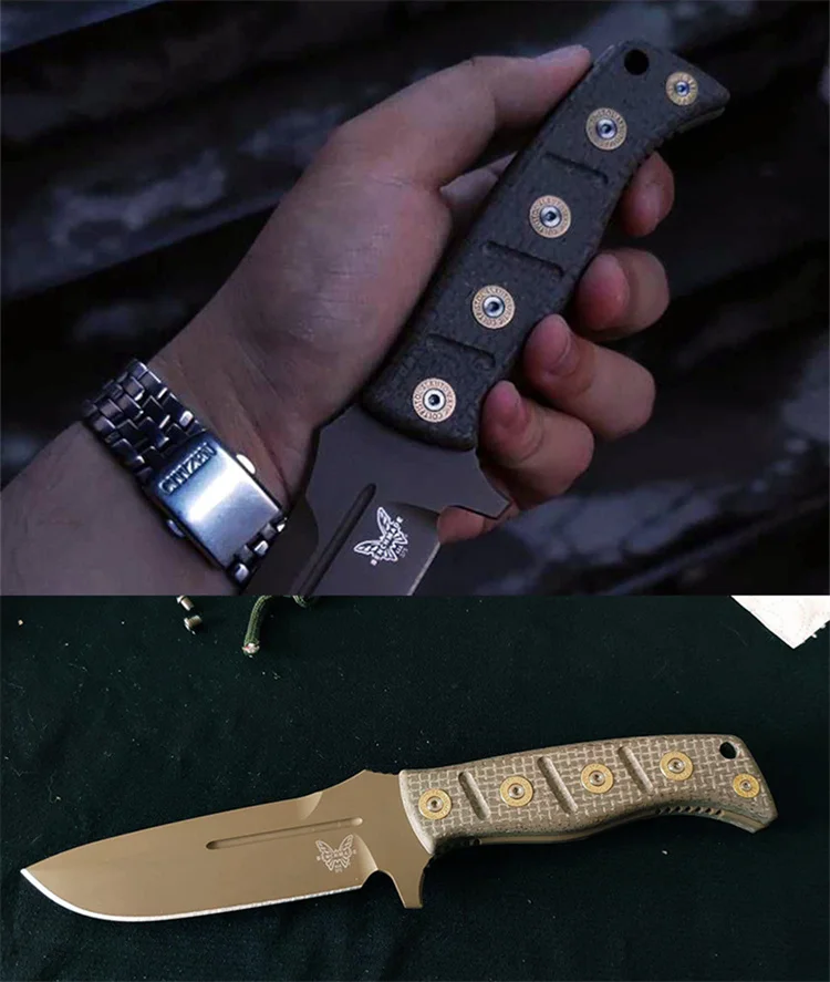 

Micarta Grip Custom Non-Slip Handle for Benchmade Fixed Adamas 375 Folding Tool Shank with Screw