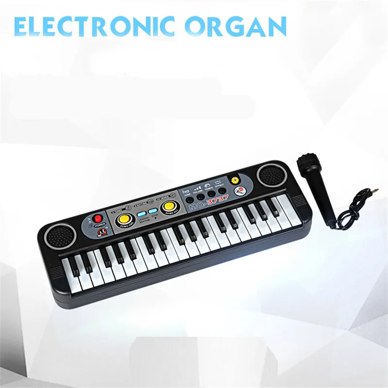 Kids Musical Instrument Toys Piano Mini 37 Keys Electone Keyboard With Microphone Childrens Learning Educational Puzzle Toys