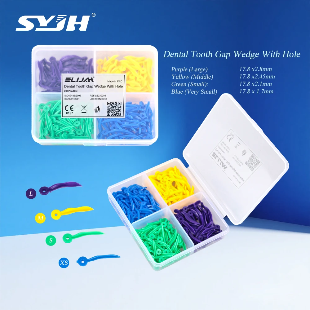 

SYJH Dental 200Pcs/Box Tooth Gap Wedges Disposable Tail Circular Holes Plastic Wedge Fixed Molded Sheet Dentistry Material