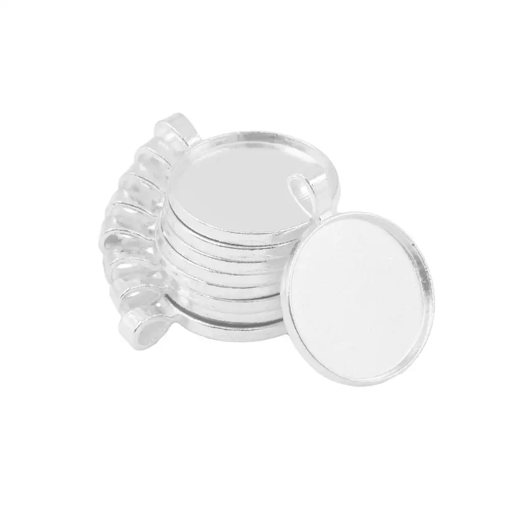 Cabochon Necklace Pendant Round Blank Bezel Base for Handmade Jewelry Making and Craft Projects