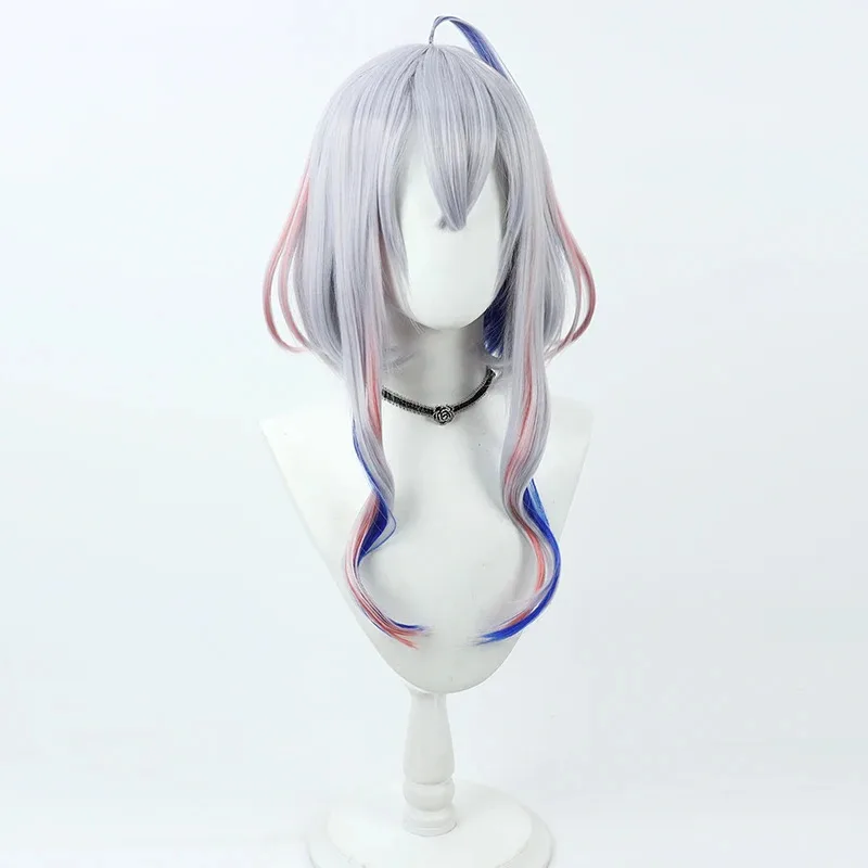 2025 12 Vtuber Amane Kanata تأثيري 55 سنتيمتر الفضة الأزرق مختلط الوردي مقاومة للحرارة الشعر الاصطناعية هالوين دور اللعب + شعر مستعار مجاني #3