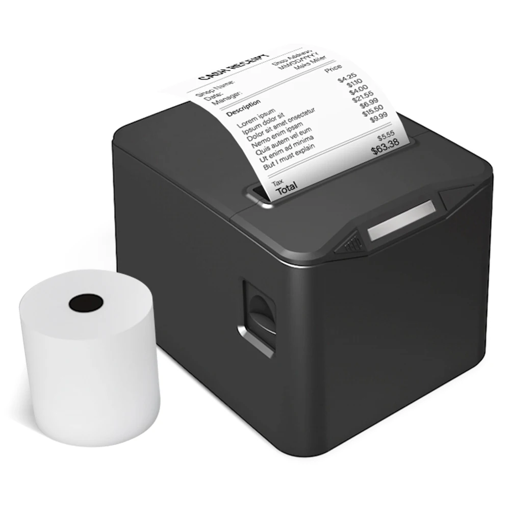 Bisofice Thermal Receipt Printer 80mm Desktop Direct Thermal Printing USB+LAN Connection High Speed with Auto Cutter Large Paper