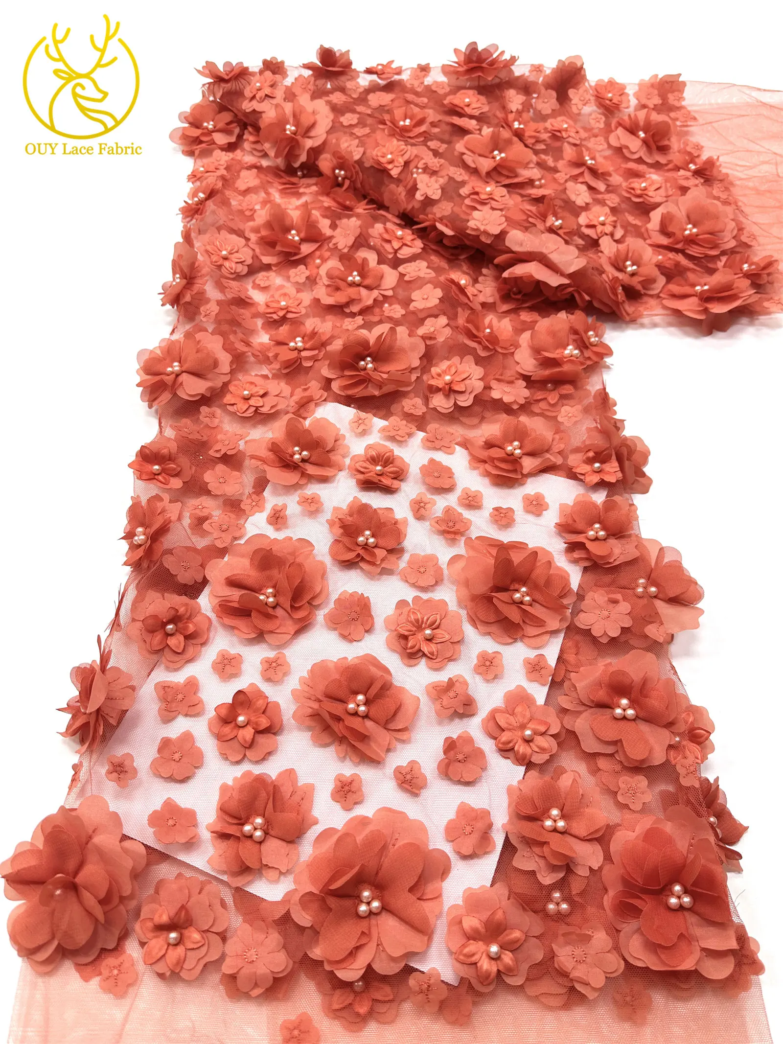 3D Französische Blumenperlen-Spitze 2026 Afrikanische Pailletten-Spitze Nigerianischer Tüll-Netzstoff für Hochzeitskleider 5 Yards – Detail 22