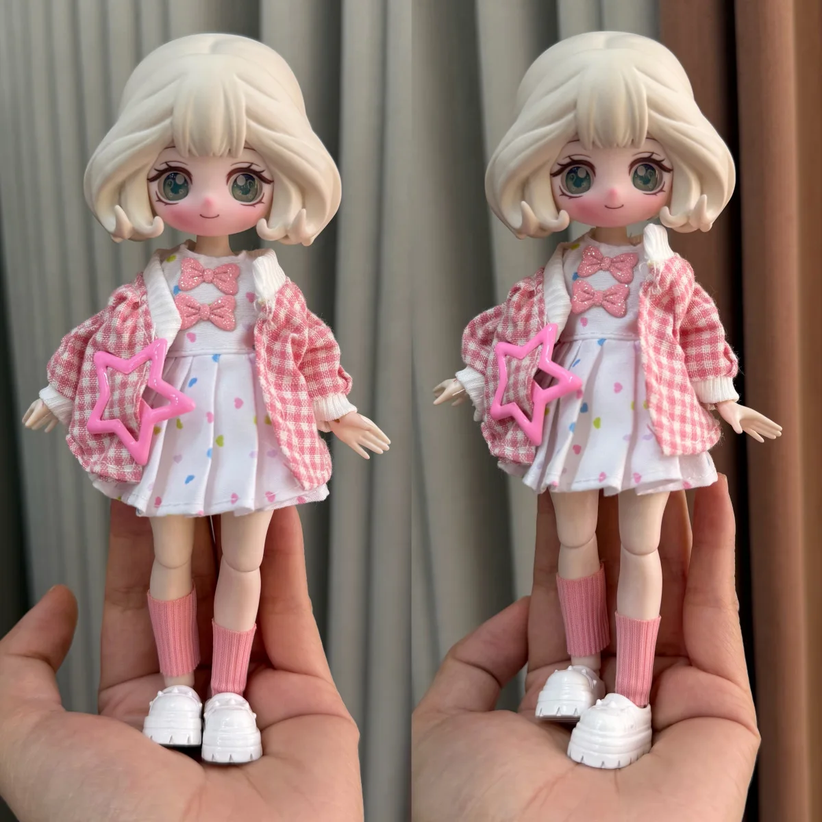 

Новый костюм Ob11, одежда для куклы, плоская замена, 8 очков, 12 очков, платье Bjd, юбка для куклы 16-17 см, повседневная одежда, подходит для Bjd