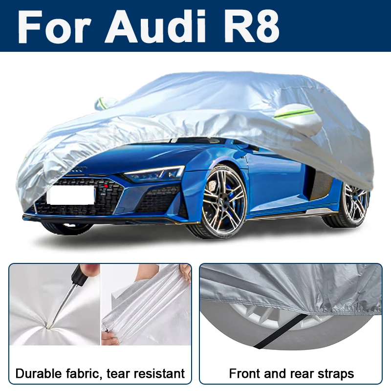 

Outdoor Full Car Cover For Audi R8 with Reflective Strips Waterproof Snowproof Dustproof UV Protection Auto Exterior Accessory