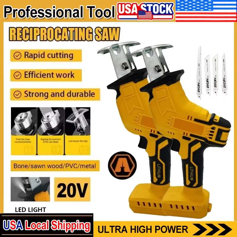 

Fit Dewalt 2800RPM Cordless Reciprocating Saw 18V Brushless Electric Saw Multifunctional Metal Wood Pipe Cutting Saw Power Tool