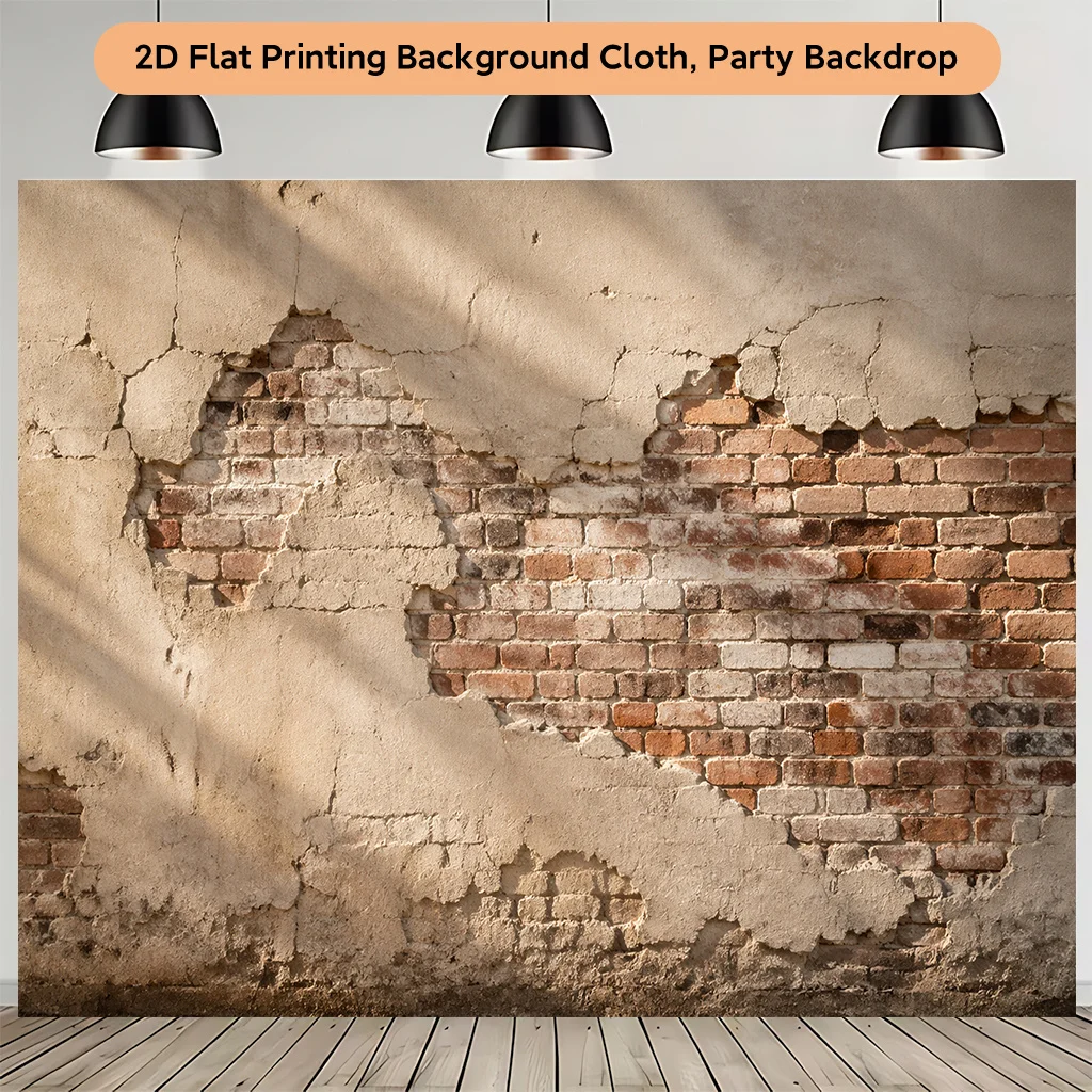 Vintage Grunge Industrial Brick Wall Tapestry Polyester Backdrop for Photo Shoot Party Decoration Wedding Ceremony Seamless Rust
