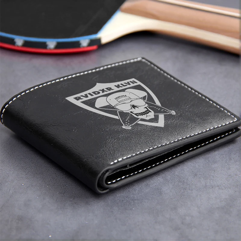 RVIDXR KLVN Premium PU Leather Wallet Minimalist Skull Design Durable Lightweight Business Men's Compact Wallet
