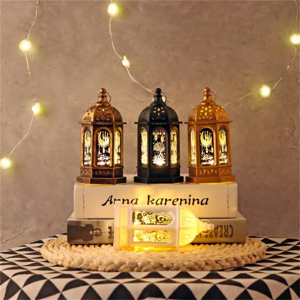 Arab Ramadan Lantern Wind Light Ornament Energy Saving Eid Mubarak Led Candle Lights Hanging Portable Wind Lanterns Lighting