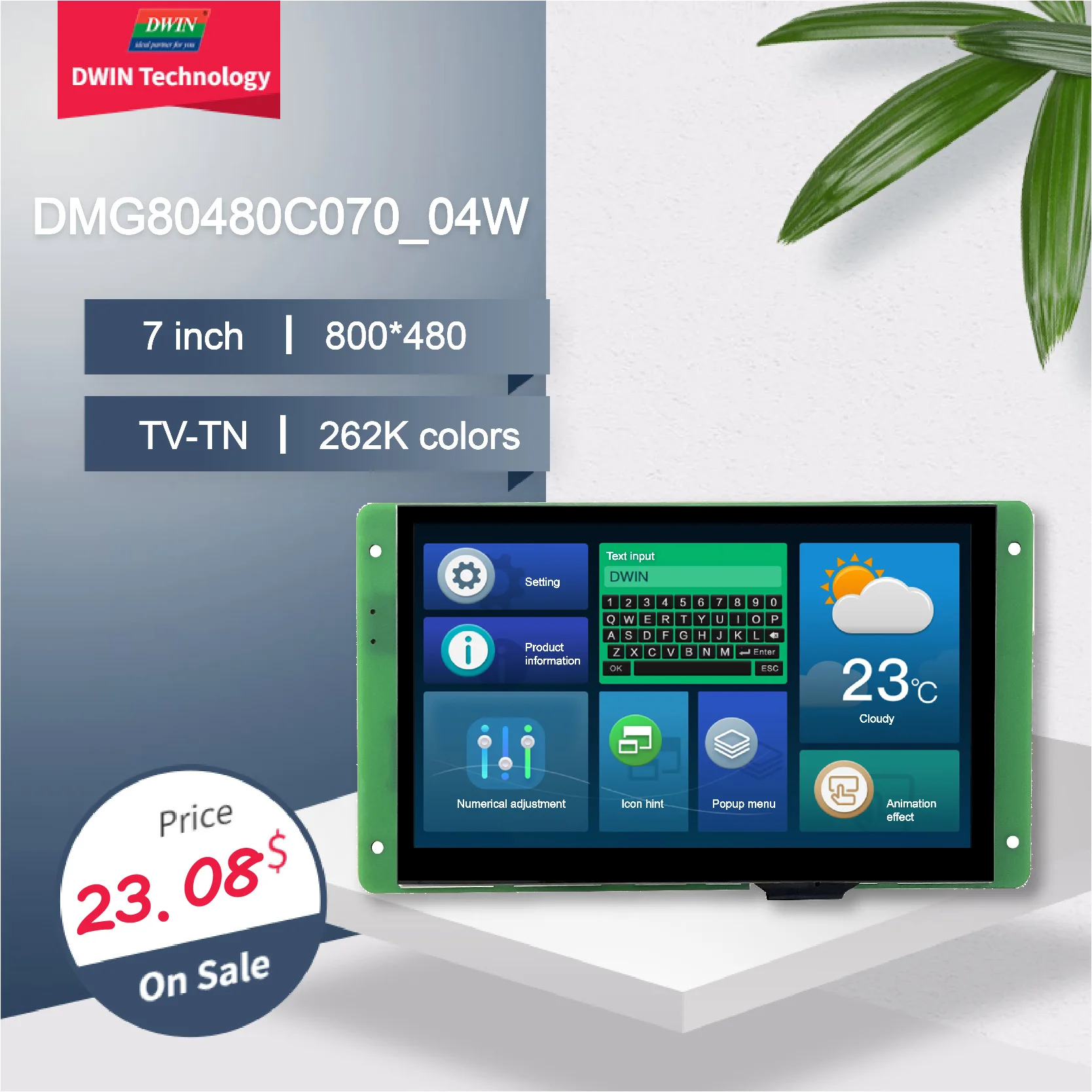 DWIN 7 Inch 800*480 TFT LCD Display Module Capacitive/Resistive TTL/RS232 Commercial Smart Screen For Arduino DMG80480C070_04W