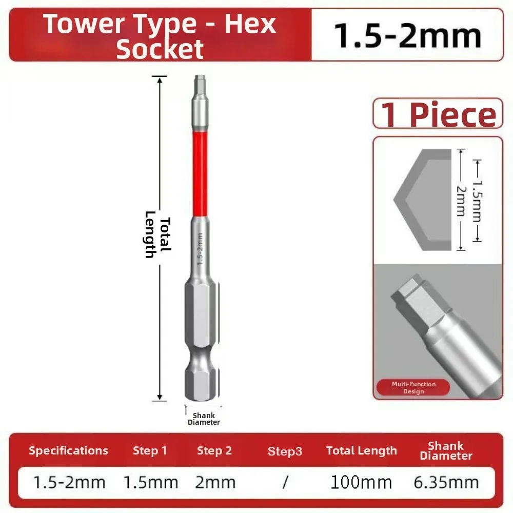 Alloy Steel Screwdriver Bit High Torque Impact Resistant Hex Bit Set HRC60 Hardness 6.35mm Hex Shank Magnetic Screwdriver Bit