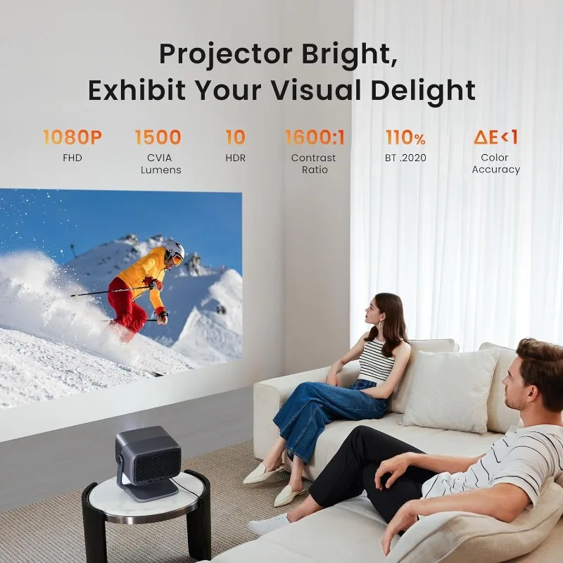 JMGO N1 Pro Triple Laser Projector 1080P FHD, Blu-Ray 3D, 4K Supported, Portable Outdoor Freestyle Projector