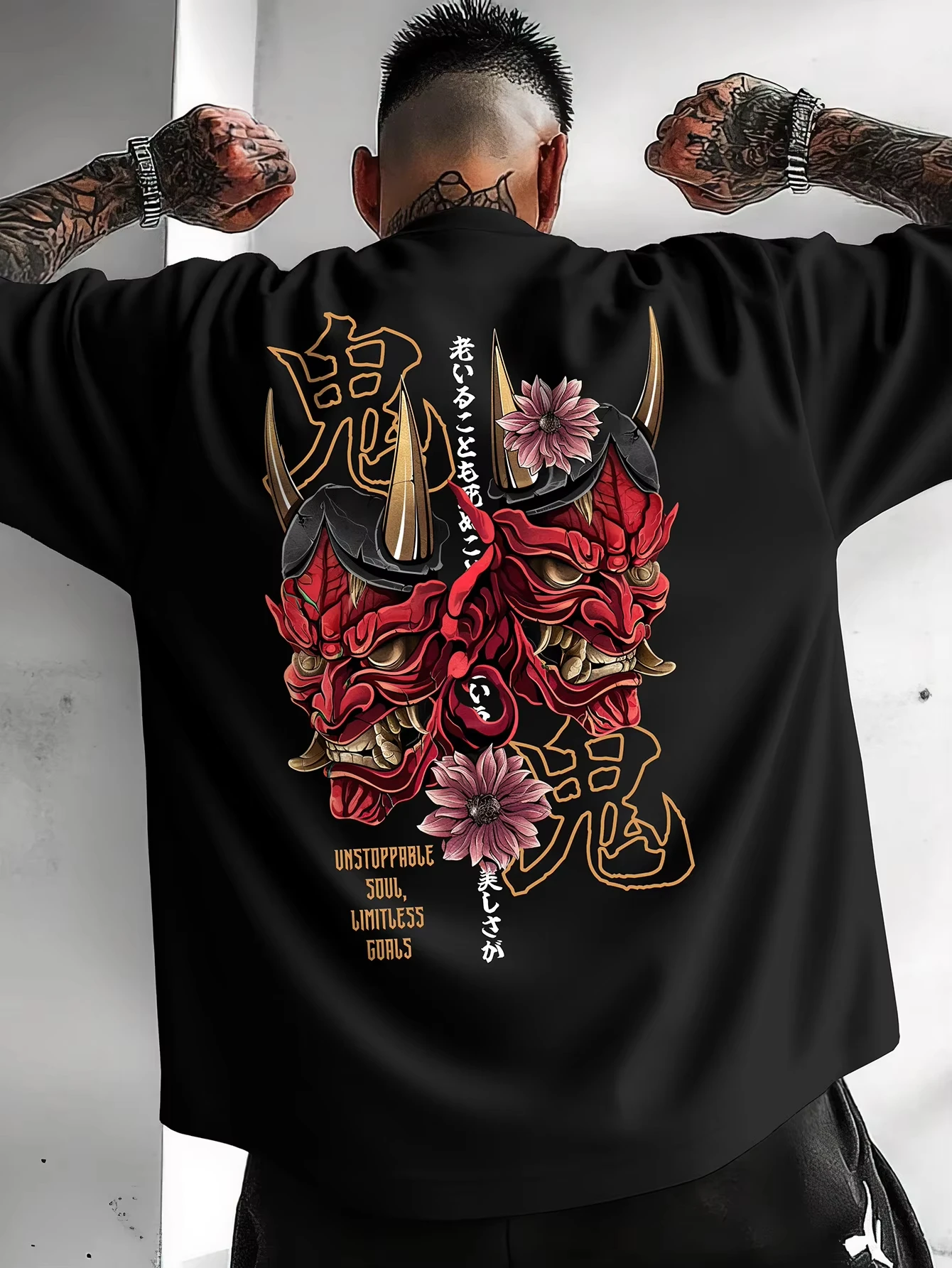 2026 Japanese Anime Devilish Face Print Cotton Men Woment T-shirt Summer Autumn Daily Outdoor Sports Casual Street Short