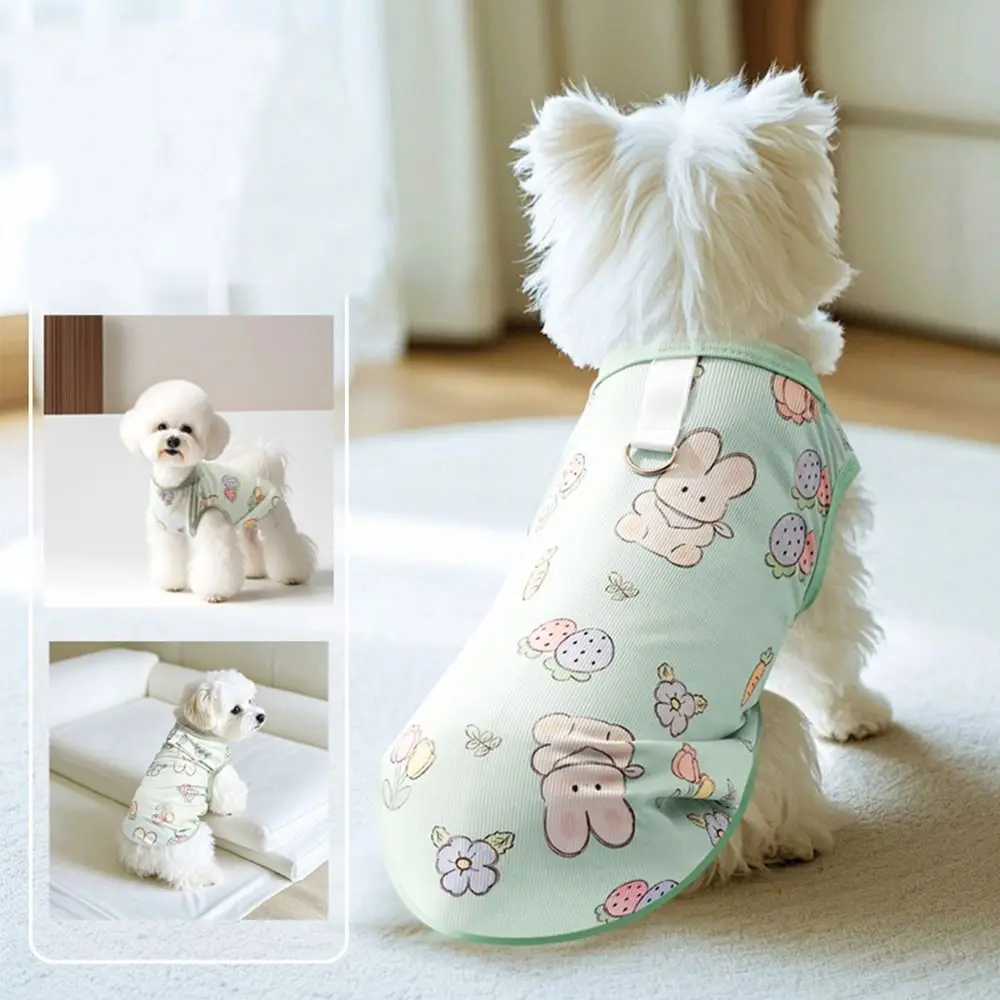 Comfortable Cartoon Dog Vest Soft Quick-drying Dog Clothes Polyester Fiber Cool Cat T-shirt for Pets