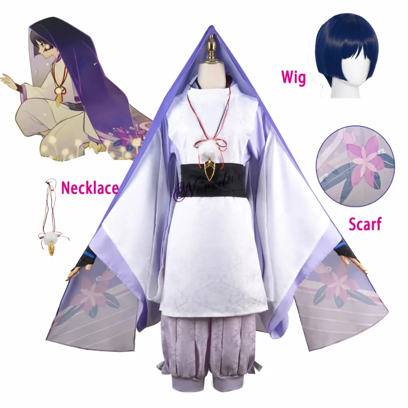 Wanderer Genshin Impact Scaramouche Cosplay Kostüm Perücke Anime Genshin Cosplay Wanderer Scaramouche Kostüm Kimono Frauen Männer 3xl