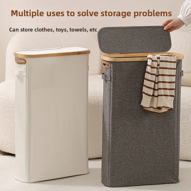 NEW  large toilet paper storage basket bamboo fabric toilet paper basket see-through storage basket with lid