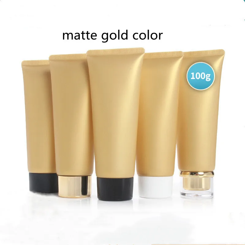 

10/30/50pcs 100ml Soft Tube Lotion Bottle Face Facial Cleanser Cream Container Matte Gold Squeeze Tube With Screw Cap