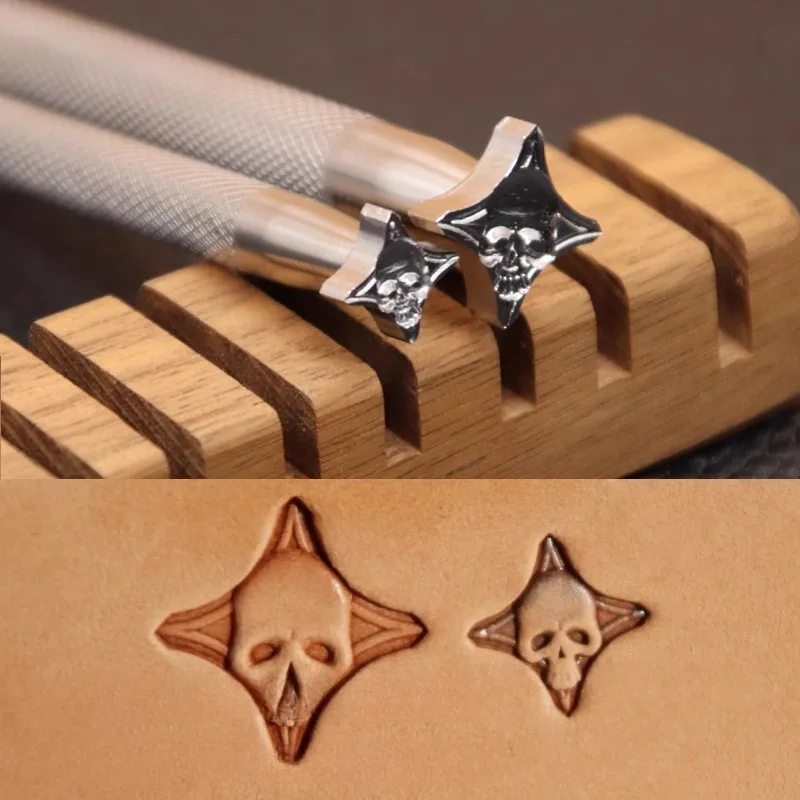 304 Stainless Steel Skull Head Design Leather Carving Stamp Pressing Stamping Logo Vegetable Tanned Leather Embossing Punch