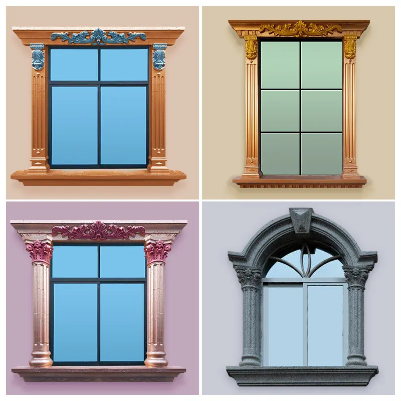 Semicircular arch window Roman column window decorative formwork Cement cast-in-place model