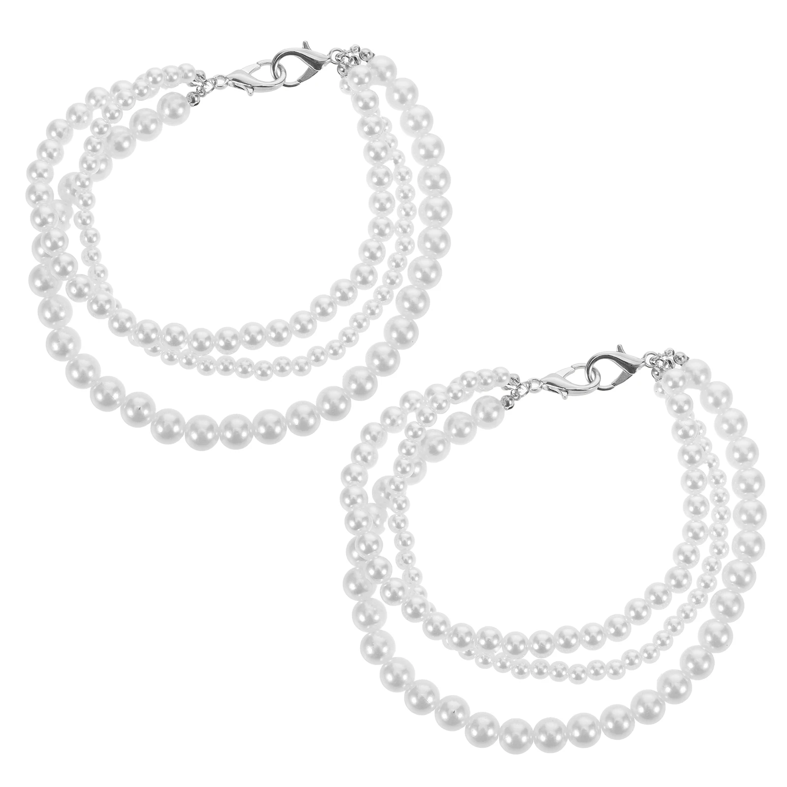 

1Pair Pearl Shoe Chain Three-Layer Faux Pearl Sneakers Charm Detachable Foot Jewelry for Women Shoe Embellishments