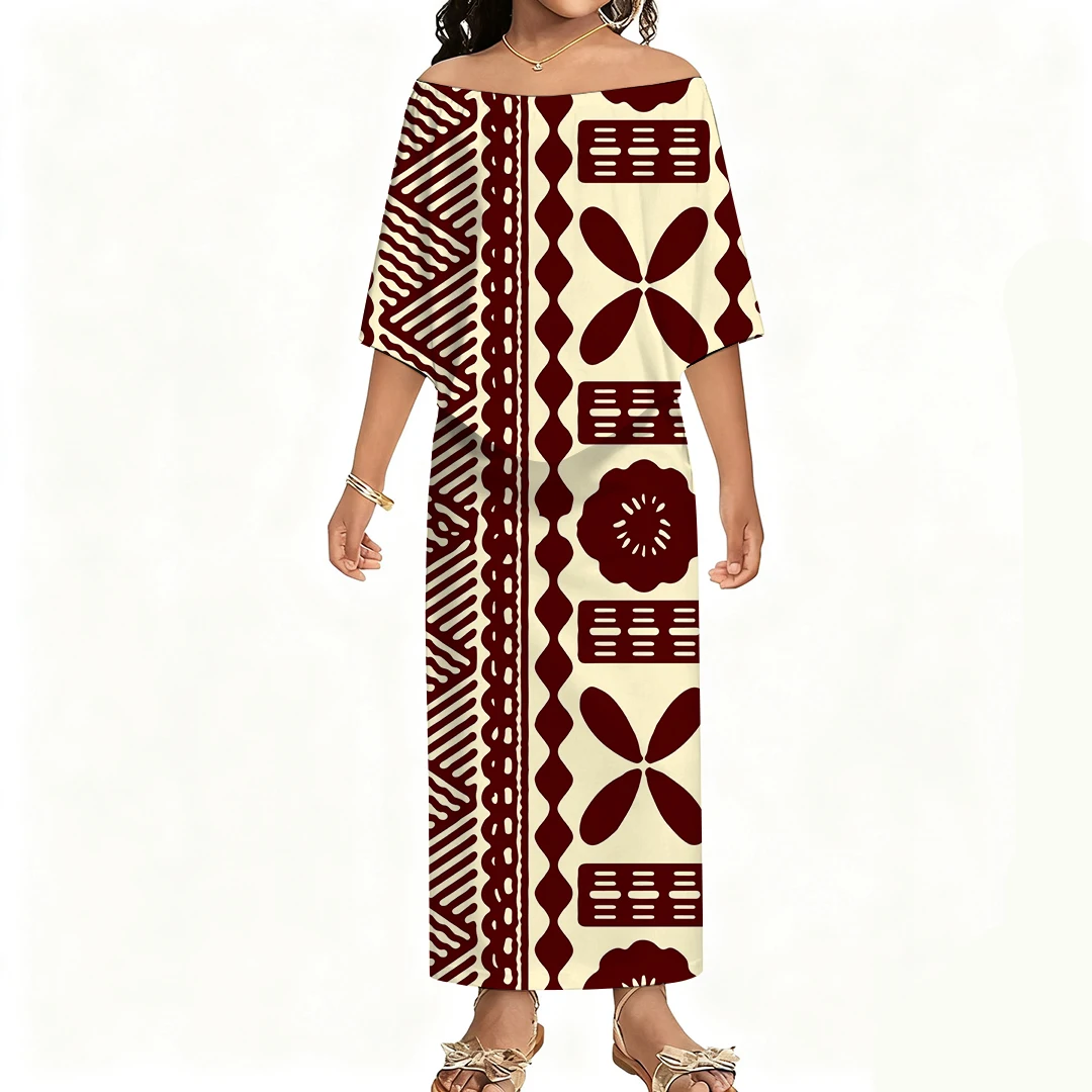 فساتين بولينيزية صيفية مخصصة للفتيات خارج الكتف من الأمام فساتين طويلة فساتين نسائية أنماط فستان الحفلات والمهرجانات #5