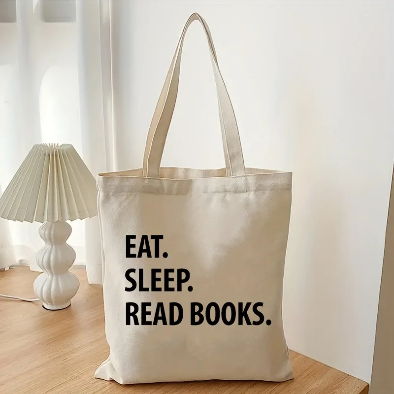 Eat Sleep Read Books Pattern Luggage Bag, Fashion Eco Friendly Woman\'s Tote Bag, Funny Canvas Shopping Travel Bag, Beach Bolso