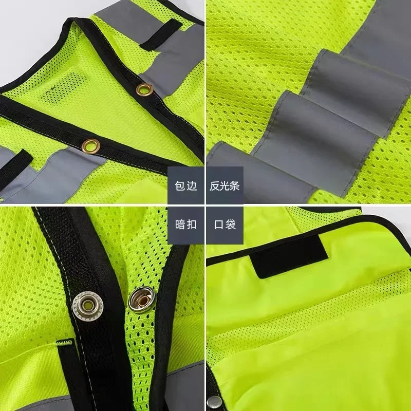 High Visibility Reflective Safety Vest Personalized Customization Large Pockets Breathable Mesh Construction Worker Safety Vest