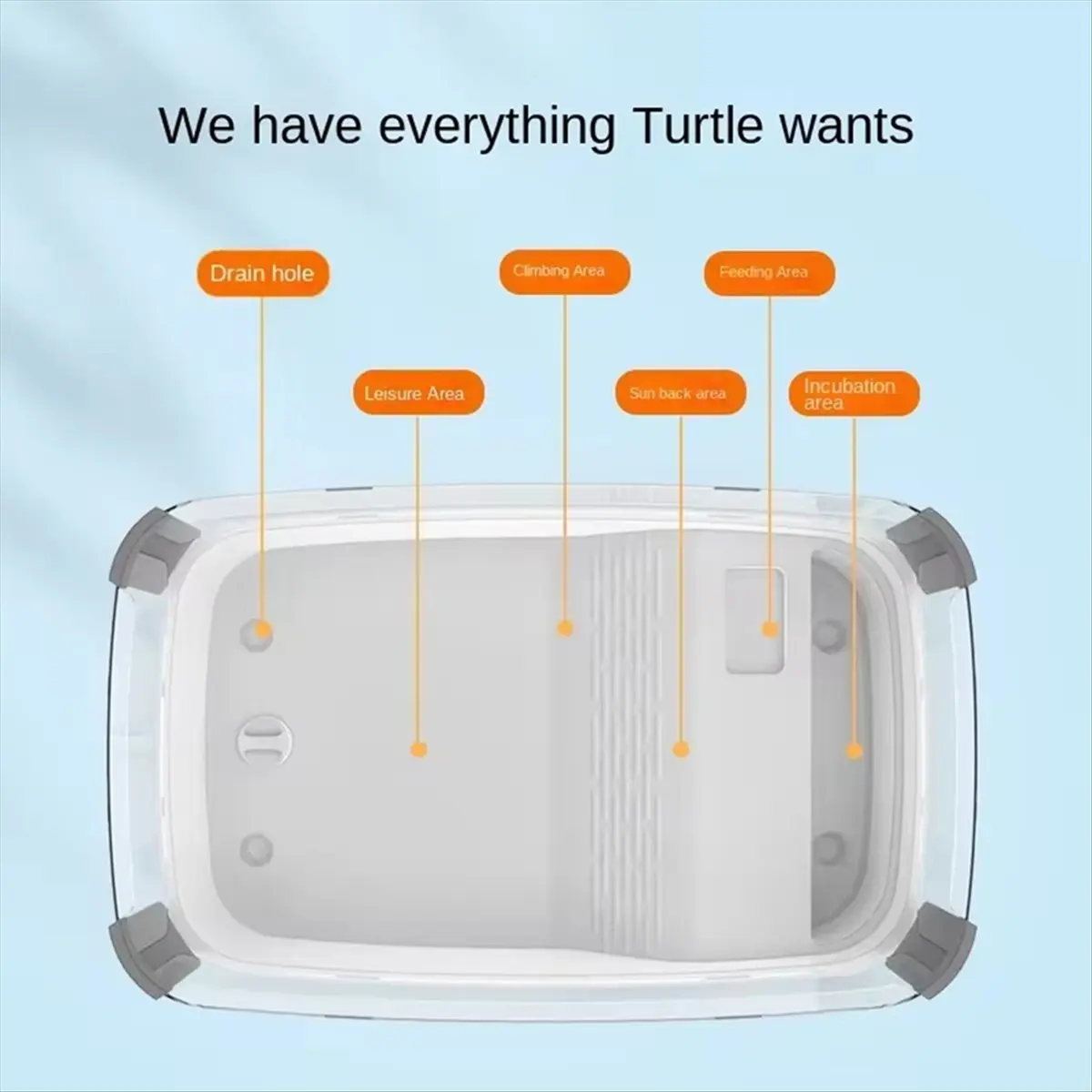 B17C Transparency Turtle Tank House with Areas to Breed Feed Swim Bask Enclosure Water Cage Reptile Habitat White Type