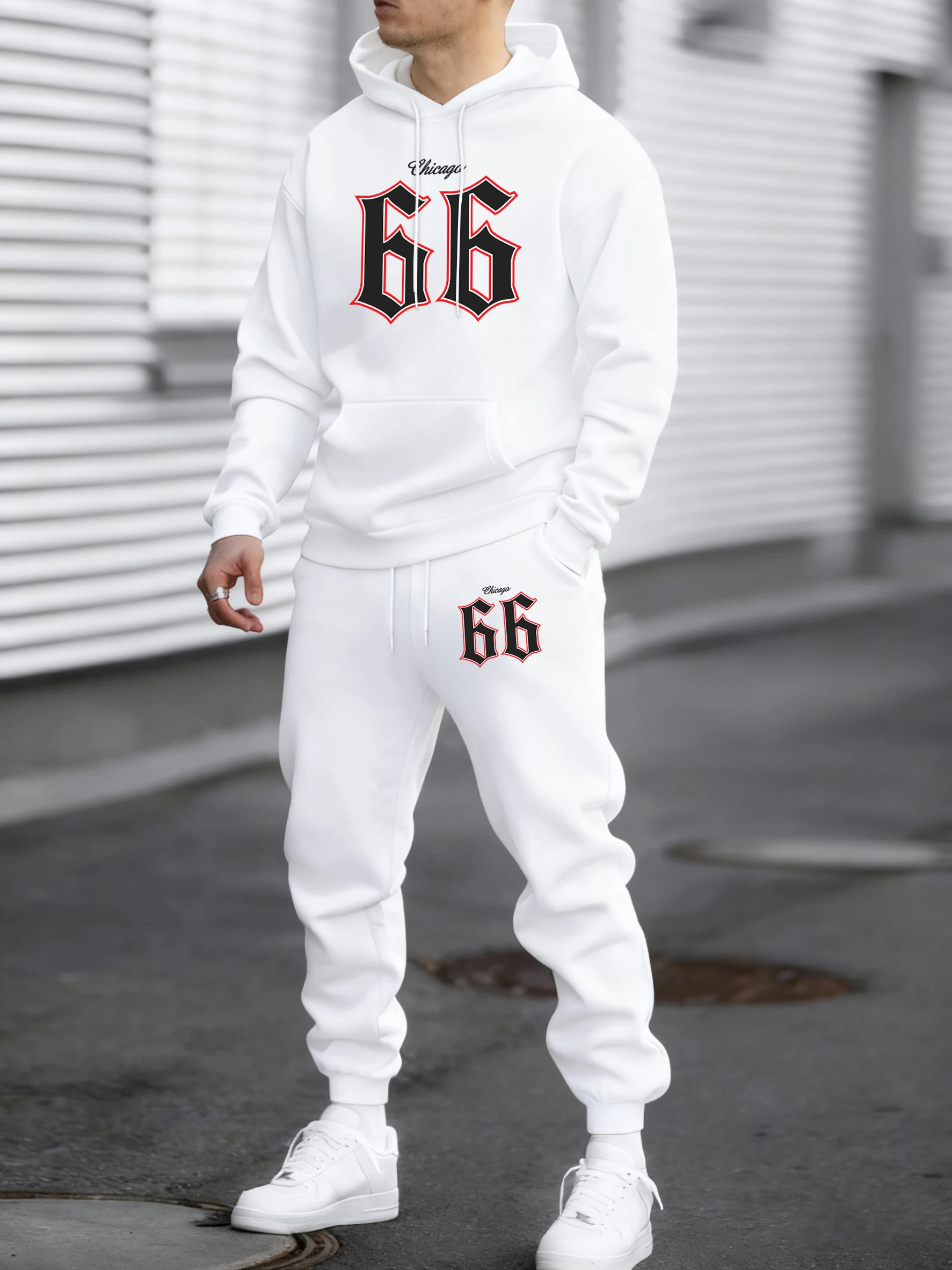 

Зимняя флисовая повседневная мужская толстовка с капюшоном Chicago Number 66, спортивные штаны, мягкие модные спортивные штаны для бега, удобная уличная спортивная одежда