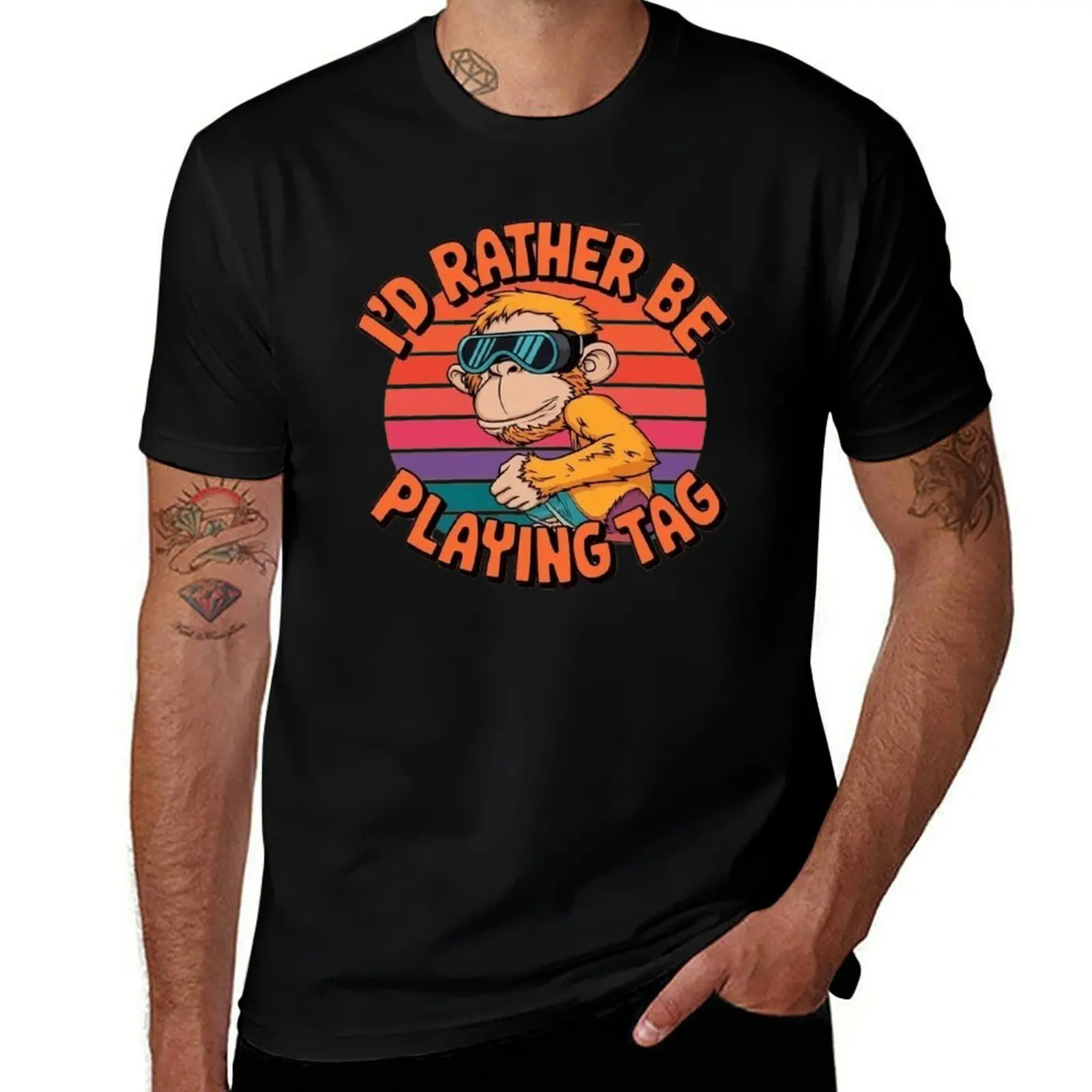 

Bruh I'd Rather Be Playing Tag Monkey Video Game Gorilla T-Shirt t shirts designer man t shirt heavy cotton T-shirt