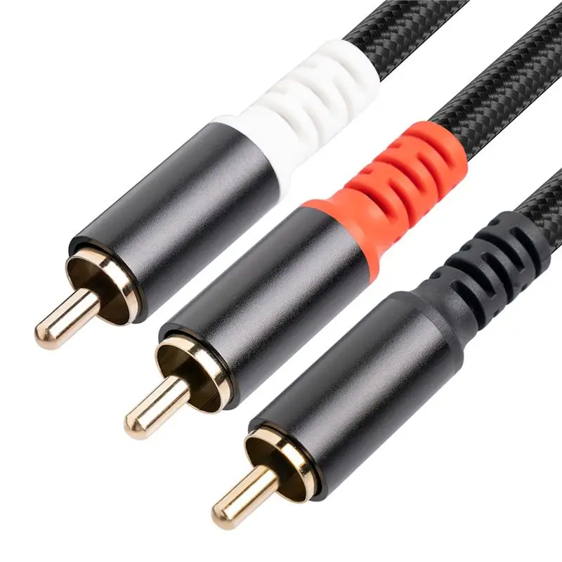 B29C-3X RCA Y Adapter Cable Subwoofer Y Cable 1X RCA To 2X RAC Audio Cable 1 Rca To 2 Rca Power Amplifier Audio Cable,1 Meter