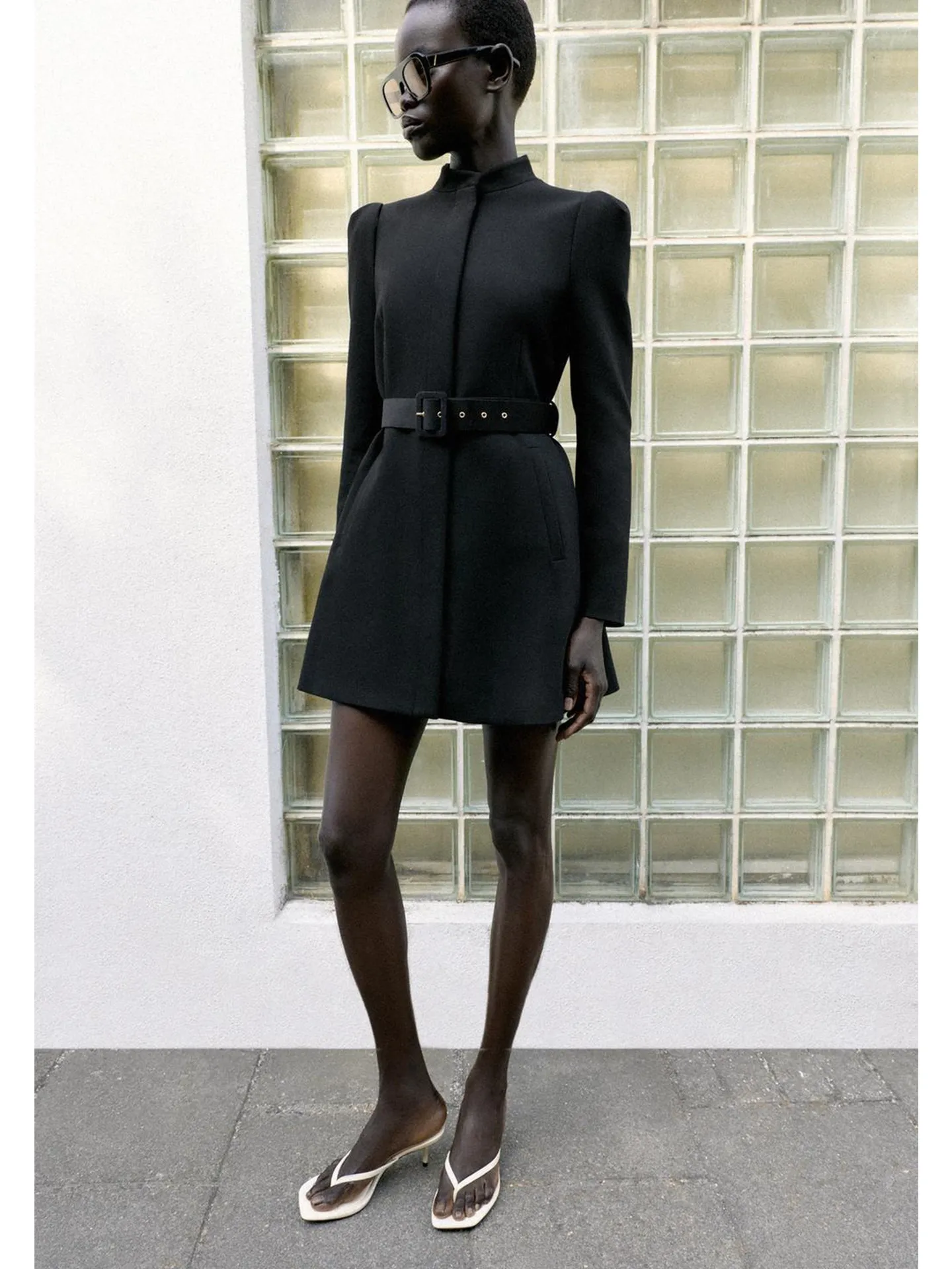 New Autumn Women's Long Bubble Sleeve Suit Jacket Collared with Belt Commuter Style Fashionable Women's Polyester Coat